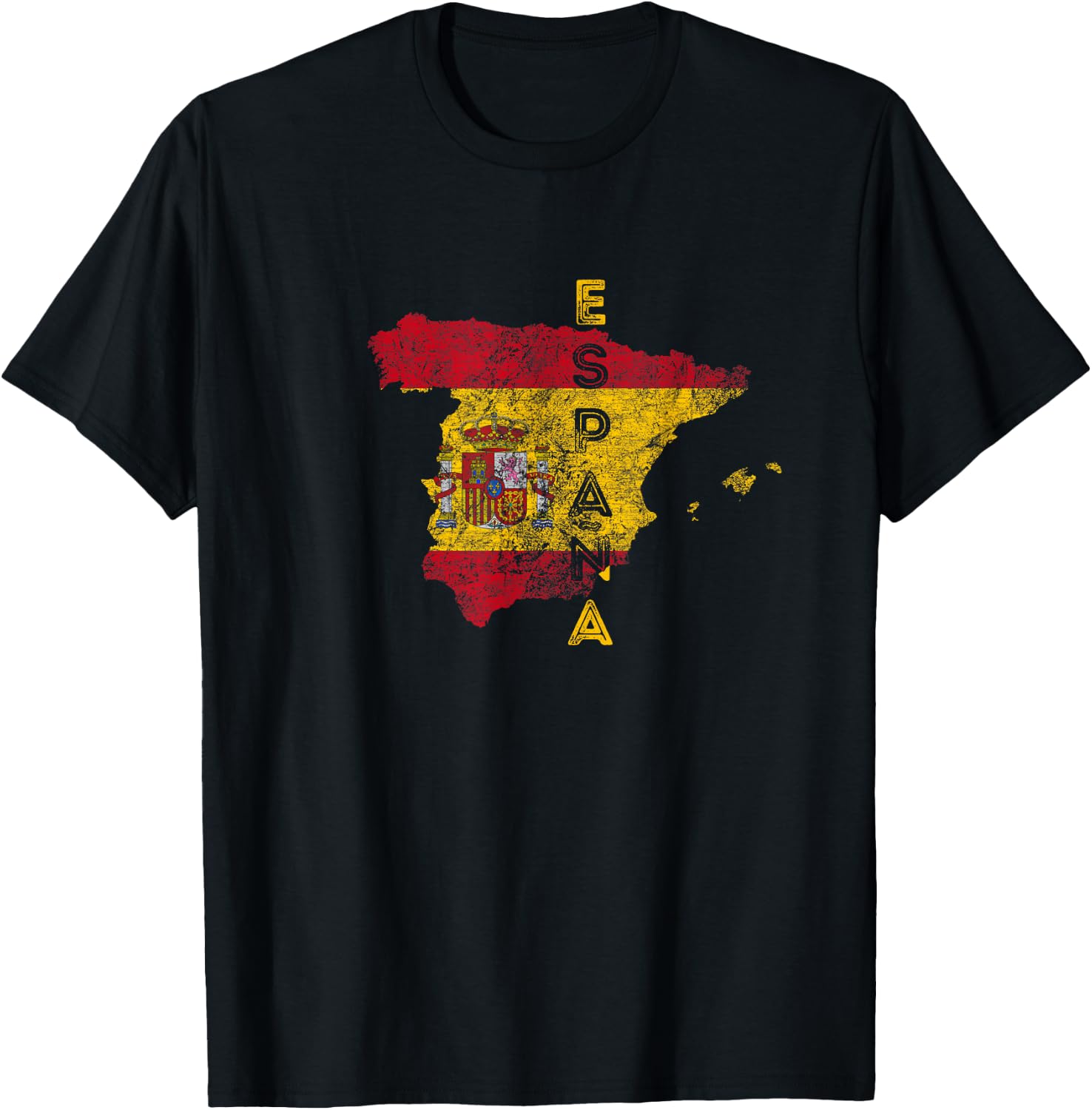 Spanish Map and Flag Souvenir - Distressed Espana T-Shirt - Image 2